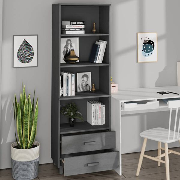 vidaXL Highboard HAMAR Dark Grey 60x35x180 cm Solid Wood Pine