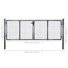 vidaXL Mesh Garden Gate Galvanised Steel 306x125 cm Grey