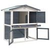 vidaXL Outdoor Rabbit Hutch 3 Doors Grey Wood