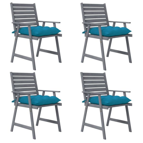 vidaXL Outdoor Dining Chairs with Cushions 4 pcs Solid Wood Acacia