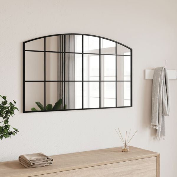 vidaXL Wall Mirror Black 100x60 cm Arch Iron