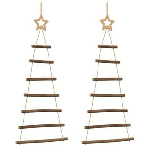 vidaXL Hanging Christmas Trees with Top Stars 2 pcs 42x90 cm Natural