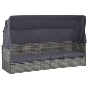 vidaXL Garden Bed with Canopy Grey 205x62 cm Poly Rattan