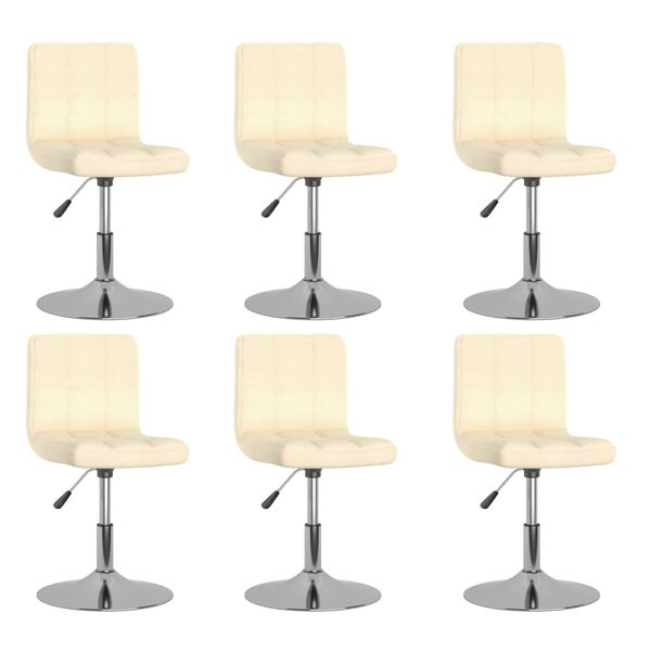 vidaXL Swivel Dining Chairs 6 pcs Cream Fabric