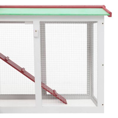 vidaXL Outdoor Large Rabbit Hutch Red and White 145 x 45 x 84 Wood