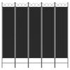 vidaXL 5-Panel Room Divider Black 200x200 cm Fabric