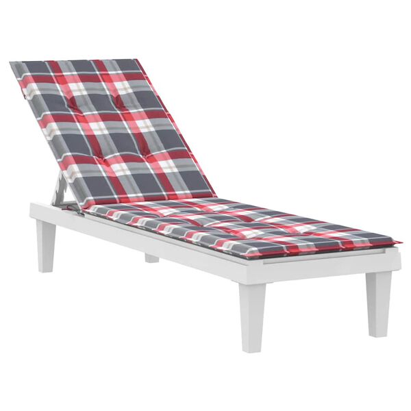 vidaXL Deck Chair Cushion Red Check Pattern (75+105)x50x4 cm
