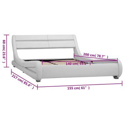 vidaXL Bed Frame with LED White Faux Leather 140x200 cm