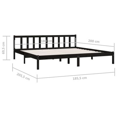 vidaXL Bed Frame without Mattress Black Solid Wood Super King Size