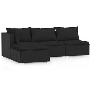 vidaXL Garden Lounge Set | Black | PE Rattan, Powder-Coated Steel, Plastic