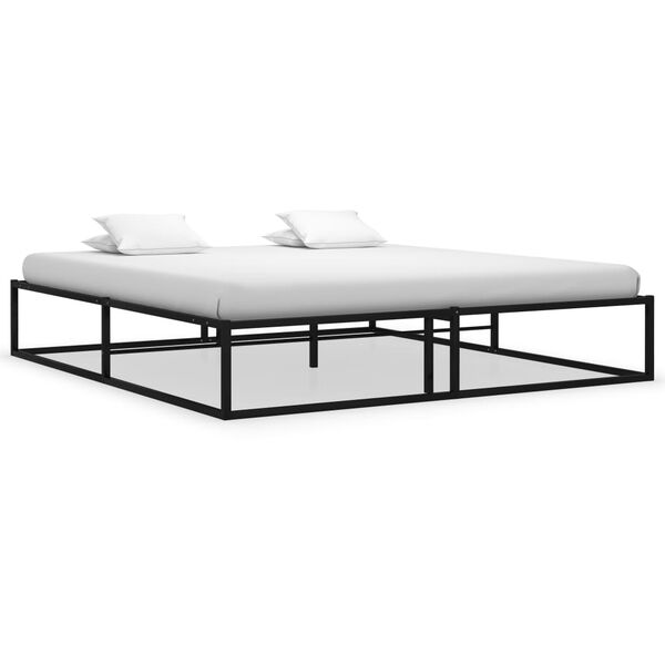 vidaXL Bed Frame without Mattress Black Metal 200x200 cm