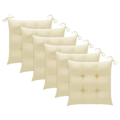 vidaXL Garden Chairs 6 pcs with Cream White Cushions Solid Teak Wood