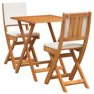 vidaXL Bistro Set with Cushion 3 pcs Oil Natural Solid Acacia Wood