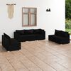 vidaXL 7 Piece Garden Lounge Set with Cushions Poly Rattan Black
