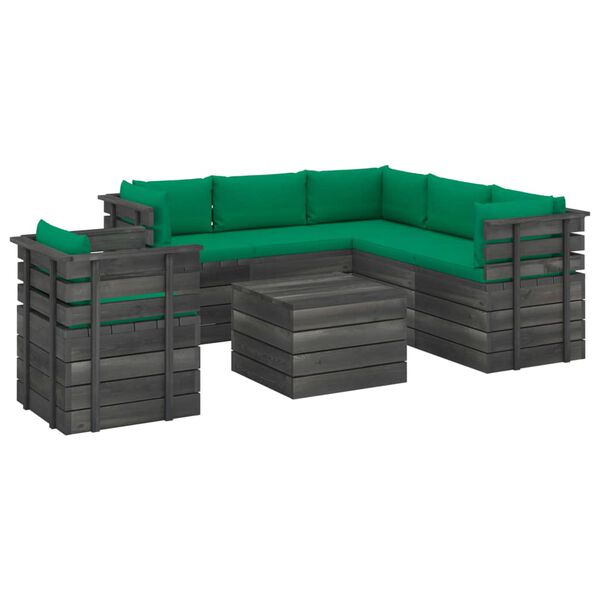 vidaXL 7 Piece Garden Pallet Lounge Set with Cushions Solid Pinewood