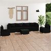vidaXL 7 Piece Garden Lounge Set with Cushions Poly Rattan Black