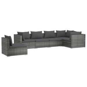 vidaXL Garden Lounge Set | Grey | Poly Rattan | 6 Piece | Modular