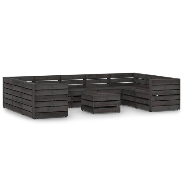 vidaXL 10 Piece Garden Lounge Set Grey Impregnated Pinewood
