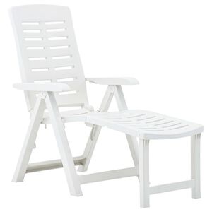 vidaXL Sunlounger | White | Plastic | Medium | Foldable | Folding Lounger