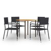 vidaXL 5 Piece Garden Dining Set Poly Rattan Black