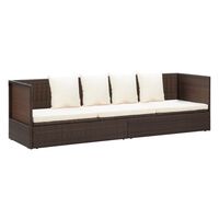 vidaXL Garden Bed with Cushion & Pillows Poly Rattan Brown