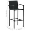 vidaXL Bar Stools 2 pcs Black Poly Rattan