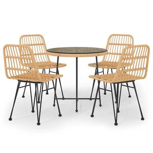 vidaXL 5 Piece Garden Dining Set Poly Rattan