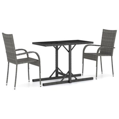 vidaXL 3 Piece Garden Dining Set Grey