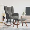 vidaXL Rocking Chair with a Stool Dark Grey Velvet