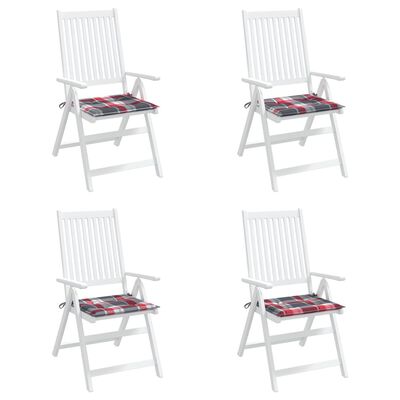 vidaXL Garden Chair Cushions 4 pcs Red Check Pattern 40x40x3 cm Oxford Fabric