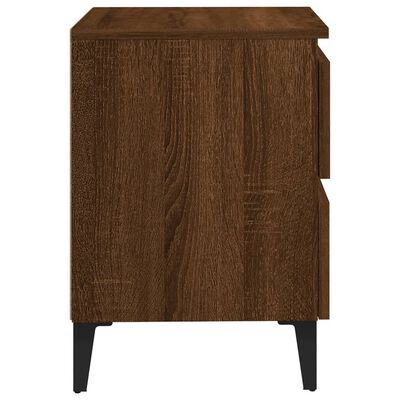 vidaXL Bed Cabinet with Metal Legs Brown Oak 40x35x50 cm