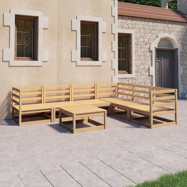 vidaXL 7 Piece Garden Lounge Set Solid Wood Pine