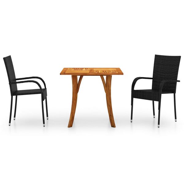 vidaXL 3 Piece Garden Dining Set Black