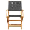 vidaXL Folding Garden Chairs 6 pcs Black Poly Rattan and Solid Wood