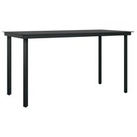 vidaXL Garden Dining Table Black 140x70x74 cm Steel and Glass