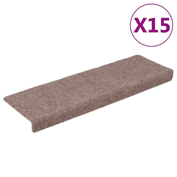 vidaXL Stair Mats Self-adhesive 15 pcs 65x21x4 cm Light Brown Rectangular Edge