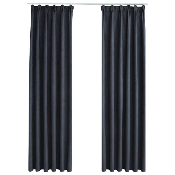 vidaXL Blackout Curtains with Hooks 2 pcs Anthracite 140x175 cm