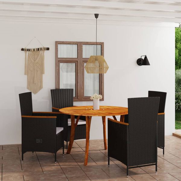 vidaXL 5 Piece Garden Dining Set Black