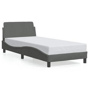 vidaXL Bed Frame "Dover" Dark Grey 92x187 cm Single Fabric