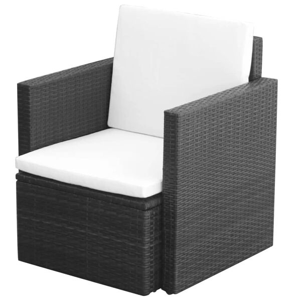 vidaXL Garden Chair with Cushions and Pillows Poly Rattan Black