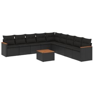 vidaXL Patio Sofa Set 9-Seaters Black