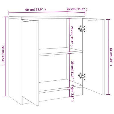 vidaXL Sideboards 2 pcs High Gloss White 60x30x70 cm Engineered Wood