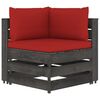 vidaXL 4-Seater Garden Sofa with Cushions Grey Impregnated Wood
