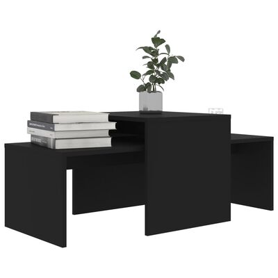vidaXL Coffee Table Set Black 100x48x40 cm Engineered Wood