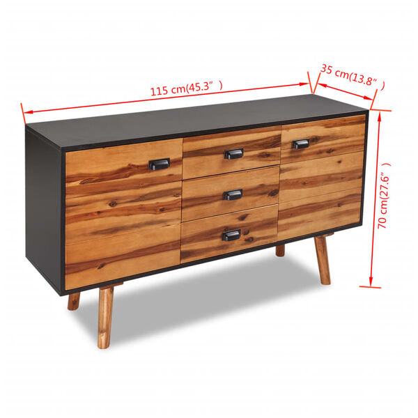 vidaXL Sideboard Solid Acacia Wood 115x35x70 cm