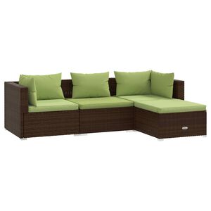 vidaXL Garden Lounge Set | Brown with Green Cushions