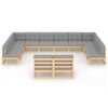 vidaXL 12 Piece Garden Lounge Set with Cushions Solid Pinewood