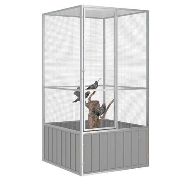 vidaXL Bird Cage Grey 111x107x211.5 cm Galvanised Steel