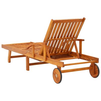 vidaXL Garden Sun Lounger with Table and Cushion Solid Wood Acacia