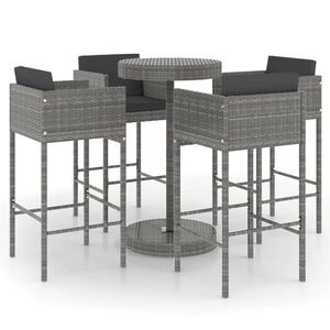 vidaXL Garden Bar Set | Grey | PE Rattan | 5 Piece | Footrest | Garden Bar Set